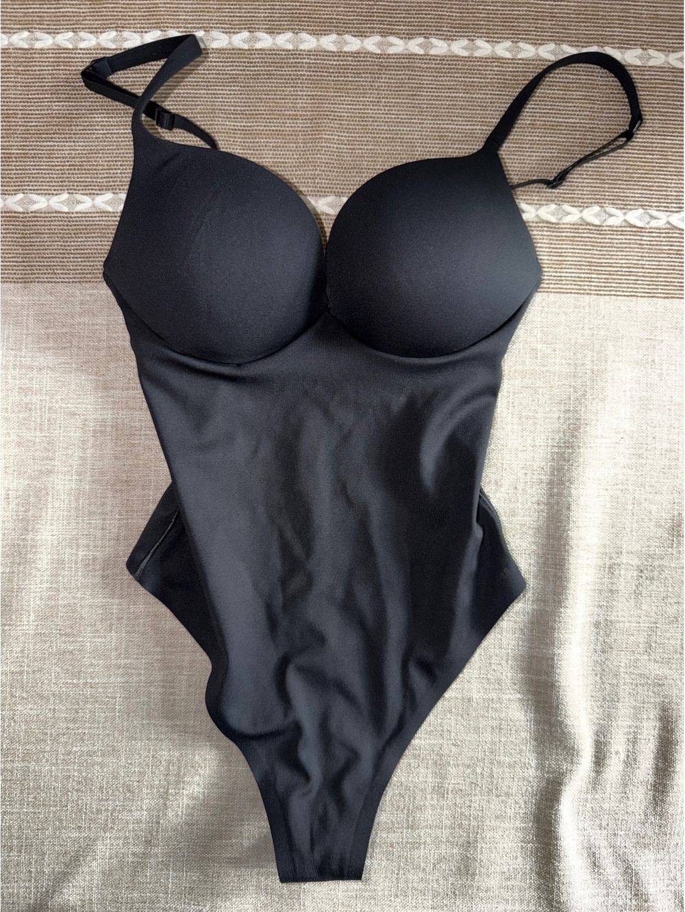 Skims Ultimate Body Thong Bodysuit in Onyx, Size XXS